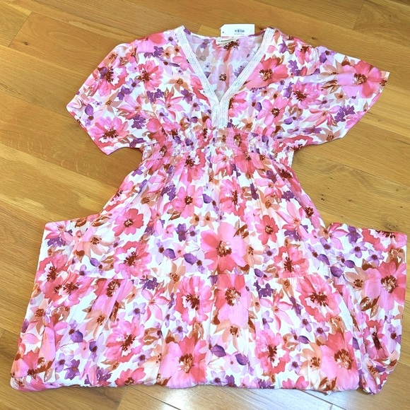 NWT ee:some M Fuchsia Multi-Color Floral Maxi Dress & ENTI Pink Hoodie - Picture 3 of 9